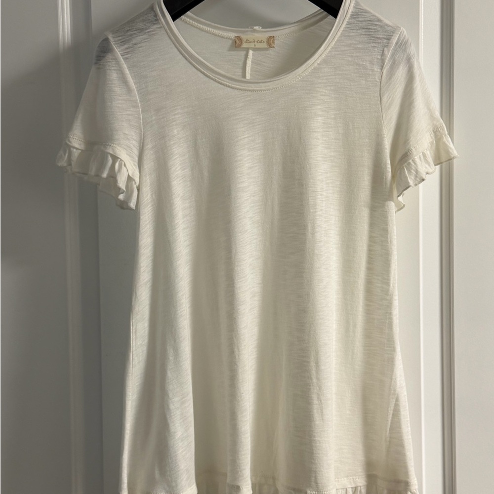 Altar'd State Cream Ruffle burnout Tee - Picture 3 of 4